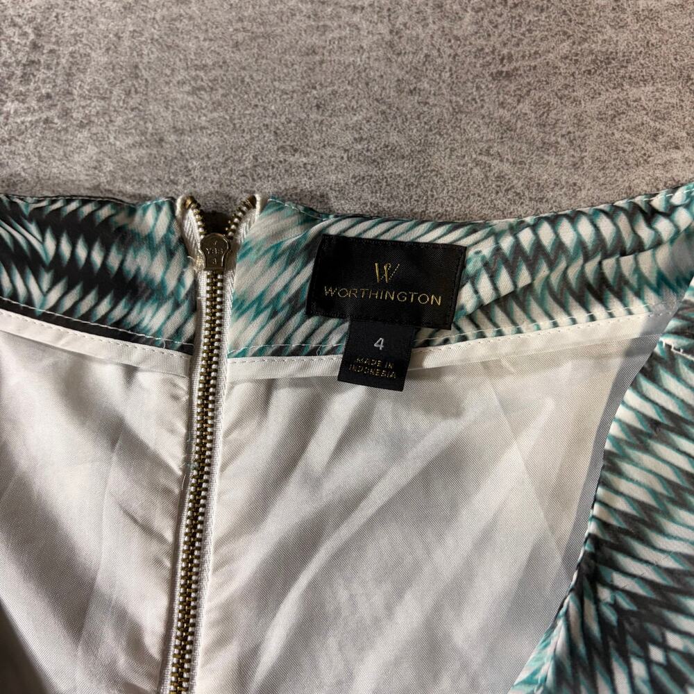 Blue Geometric Print Mini Ruffle Skirt - Picture 3 of 5